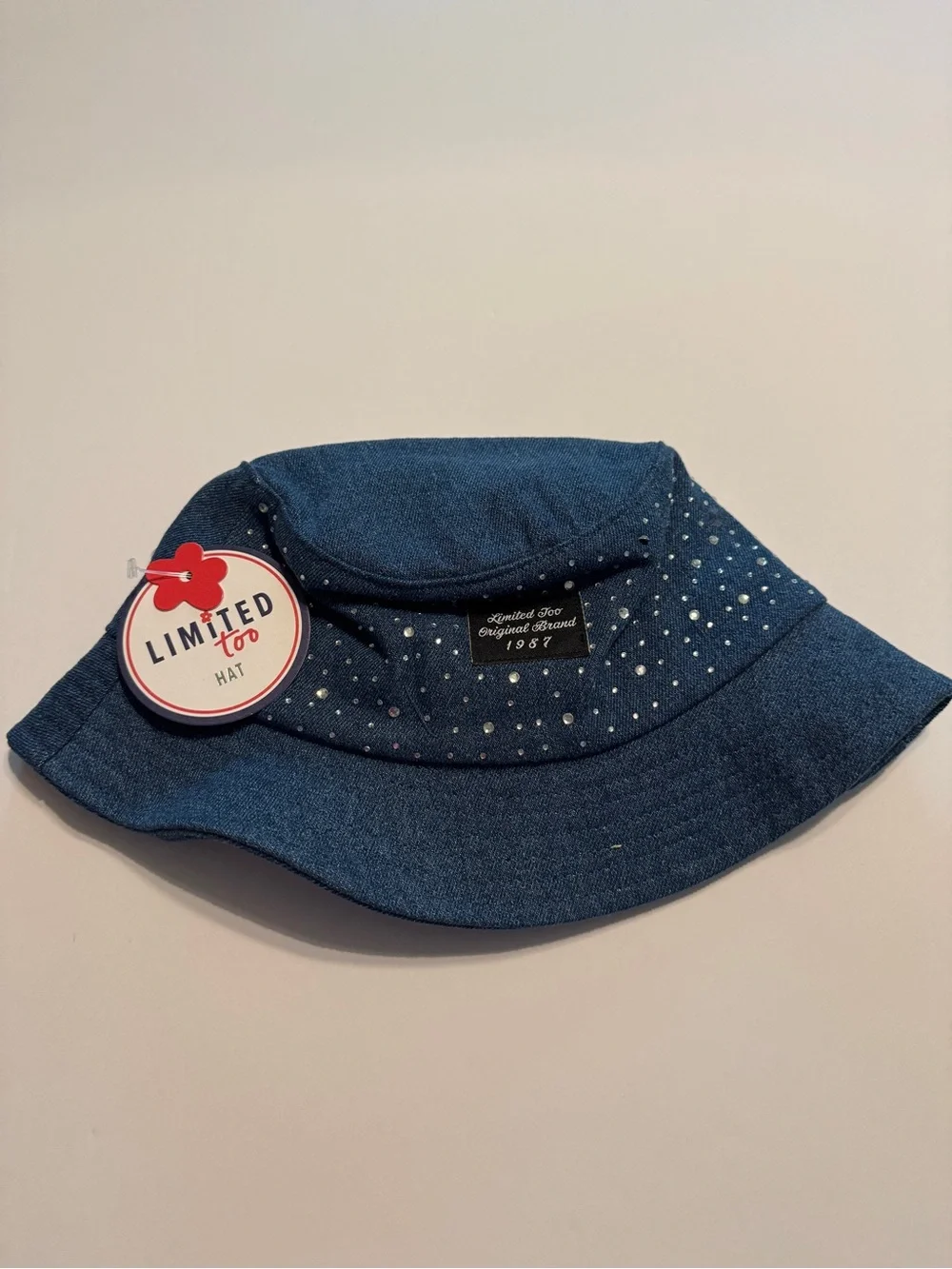 Limited Too Dark Blue Denim Bucket Hat with Rhinestones